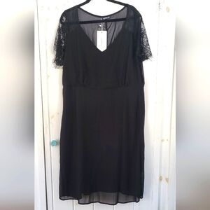 Bloomchic Lace Sleeve Empire Waist Midi Length Dress